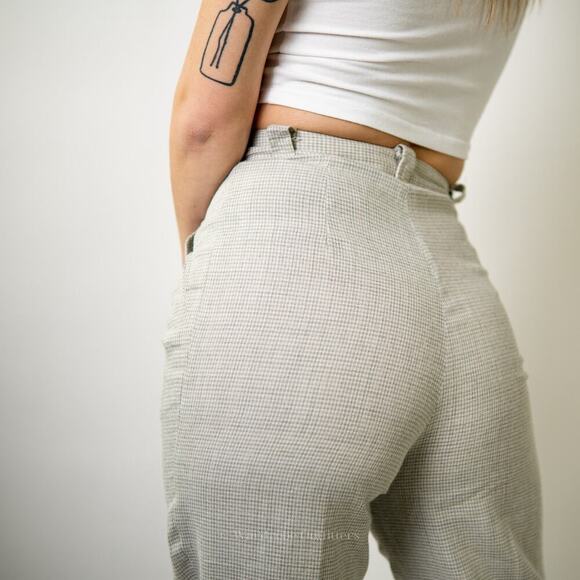 Vintage 70s MOD Georges Marciano Plaid Houndstooth Trouser Pants - 2 - Picture 10 of 12